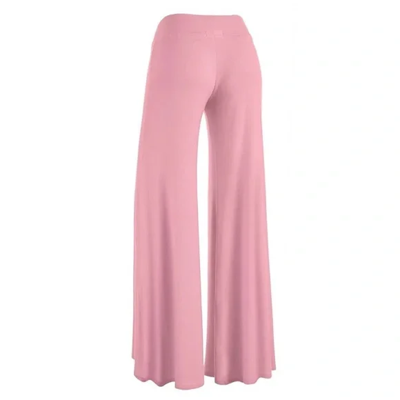 Made by Johnny Women's Solid Casual Comfy Stretchy Wide Leg Palazzo Lounge Pants - Picture 6 of 8